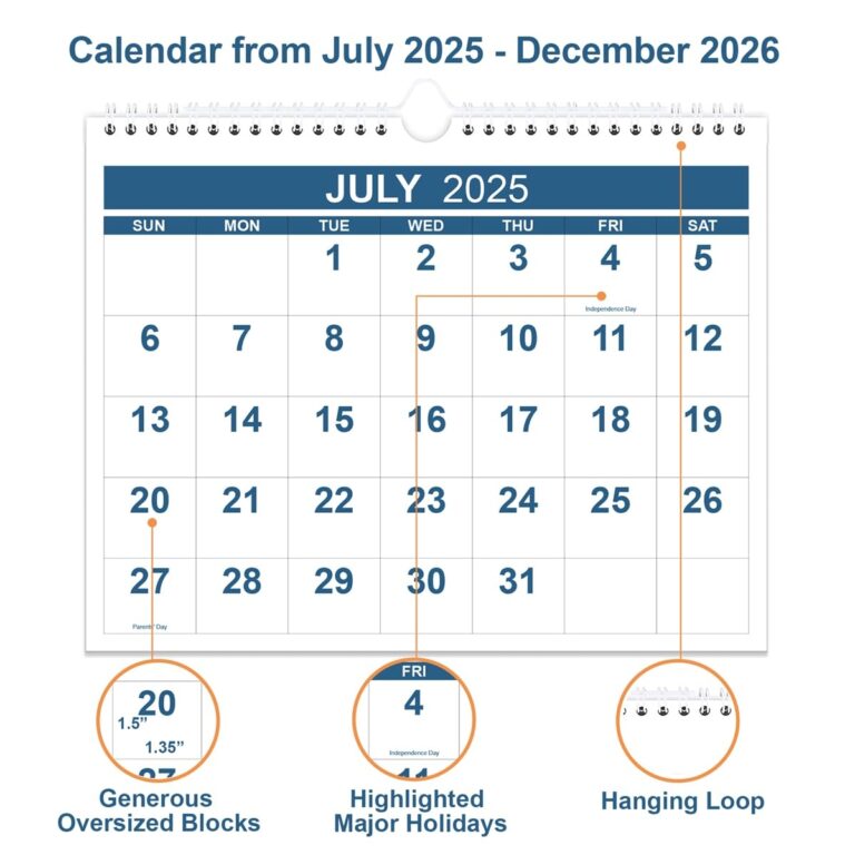 Calendar 2025 2026 Wall Calendar From July 2025 To December 2026 2025 2026 Calendar With Thick Paper 8 5