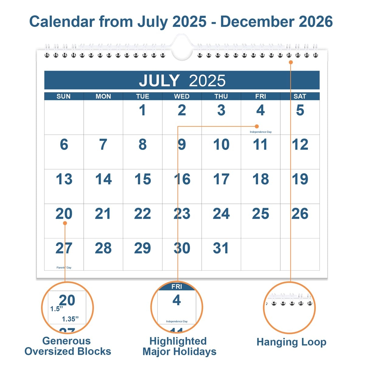 Calendar 2025 2026 Wall Calendar From July 2025 To December 2026 2025 2026 Calendar With Thick Paper 8 5