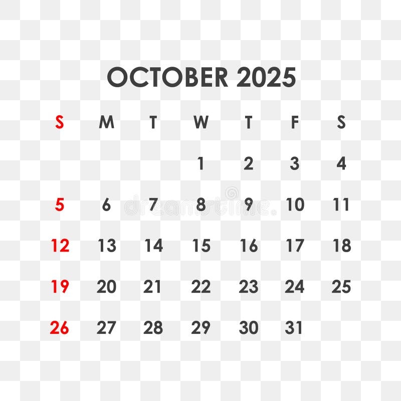 October 2025 Calendar Png