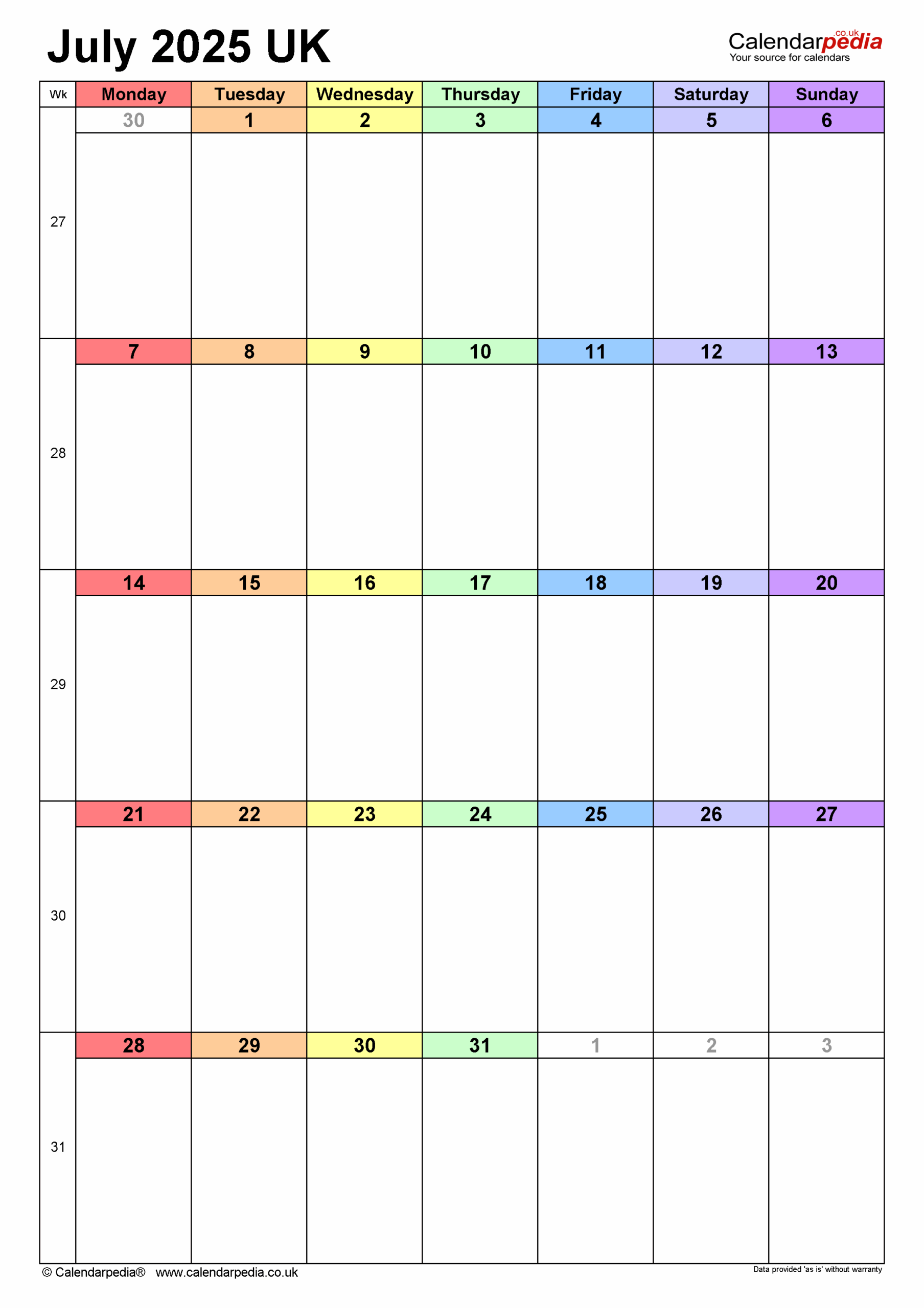 July 2025 Economic Calendar