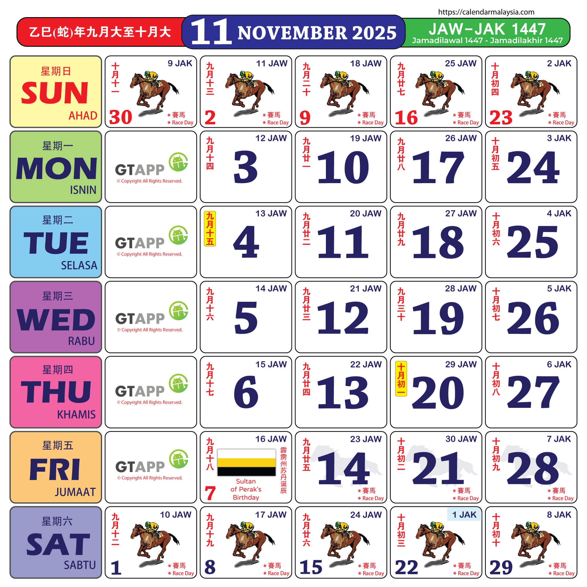 Horse Racing Calendar November 2025