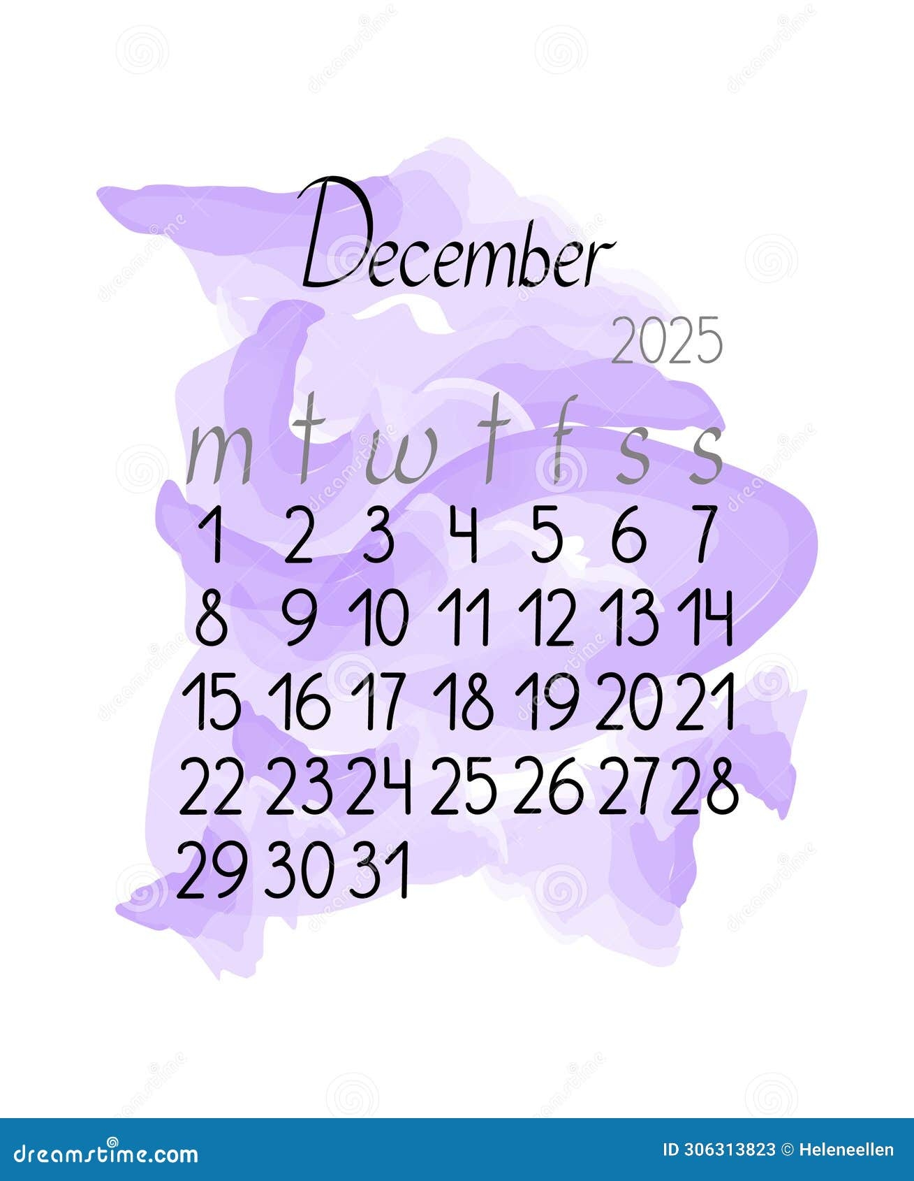 Calendar Monthly Template For December 2025 In Simple Minimalist Style Vertical Portrait Orientation Stock Vector Illustration Of Abstract Style 306313823