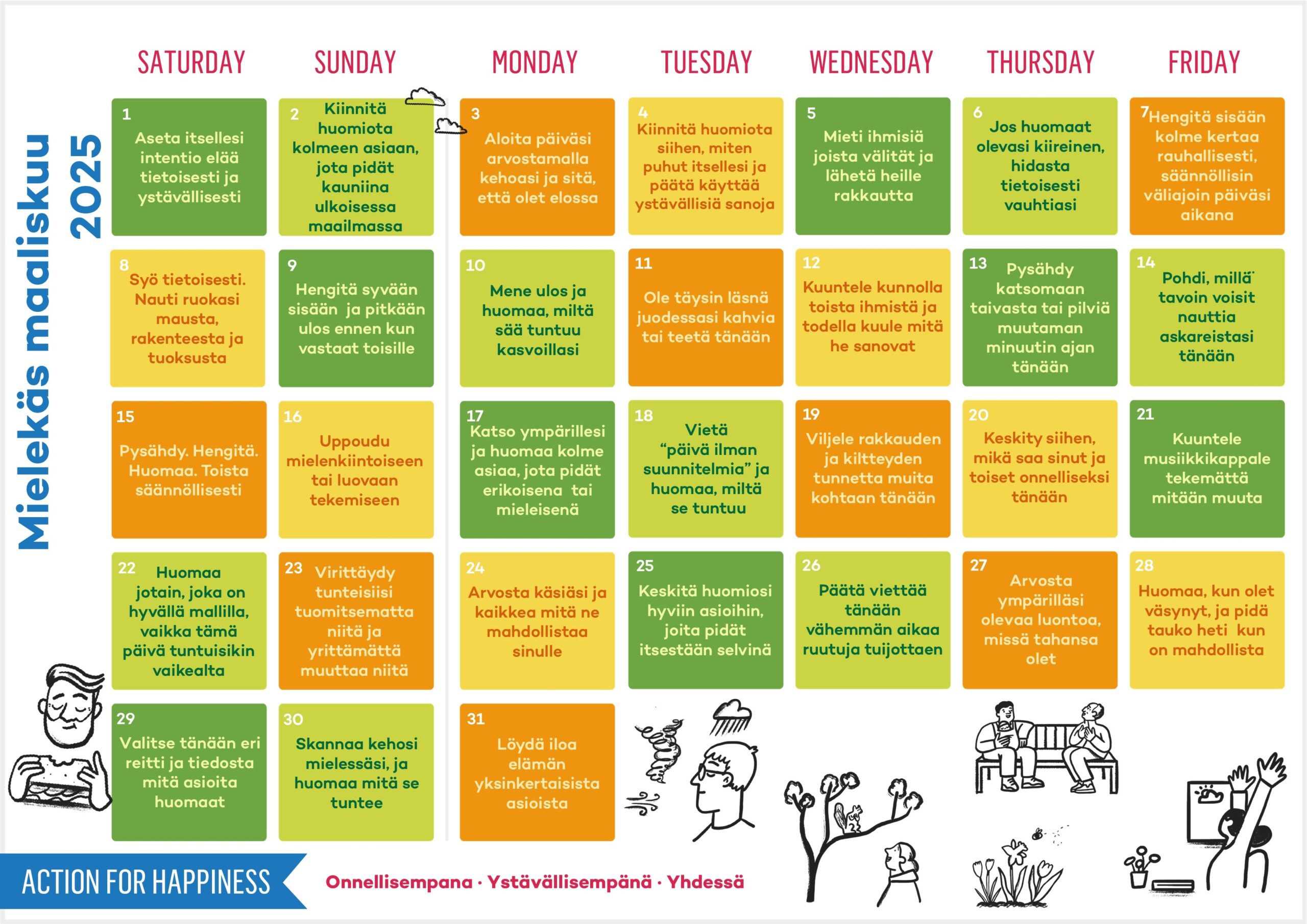 Calendar Page Action For Happiness
