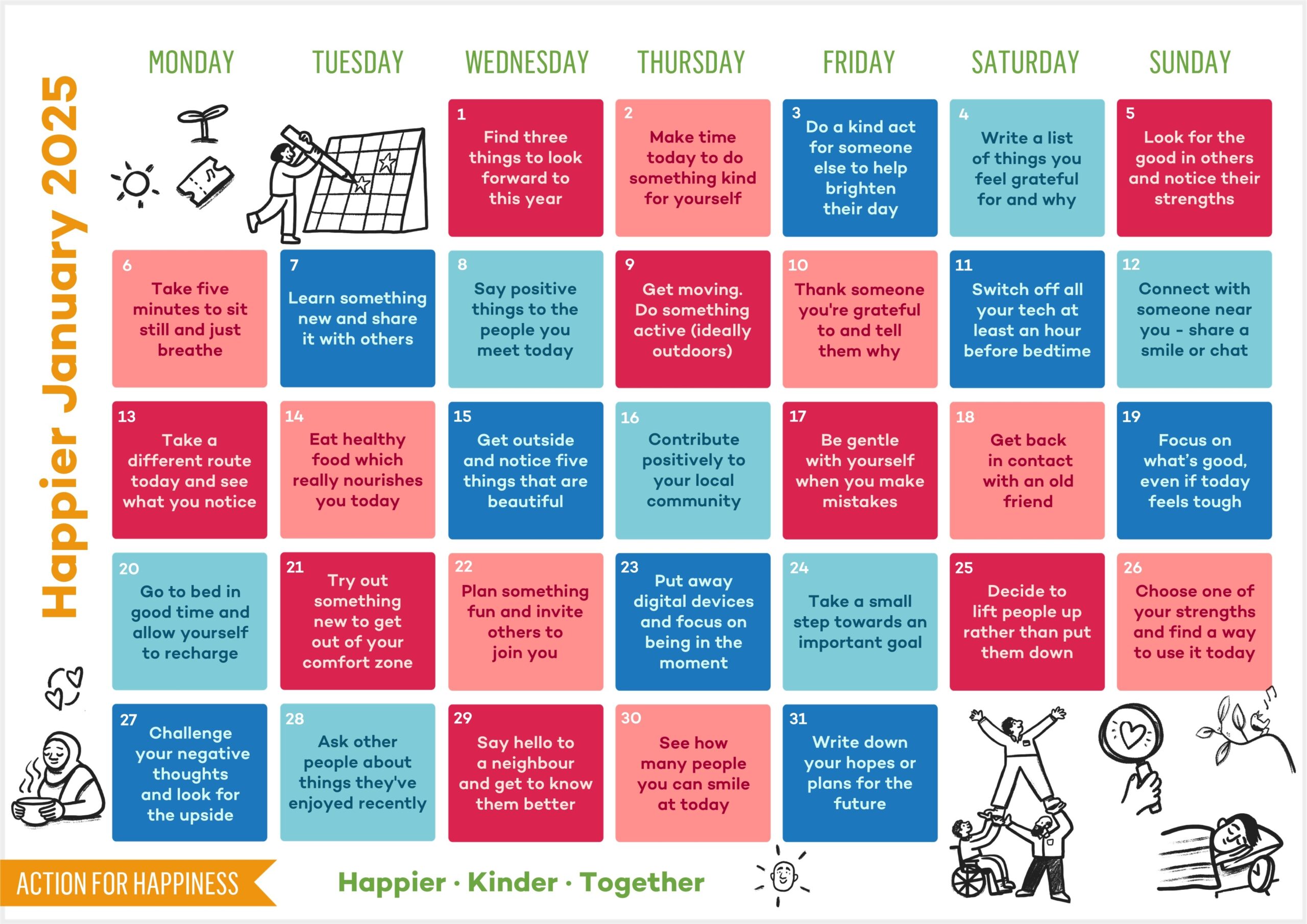 Calendar Page Action For Happiness