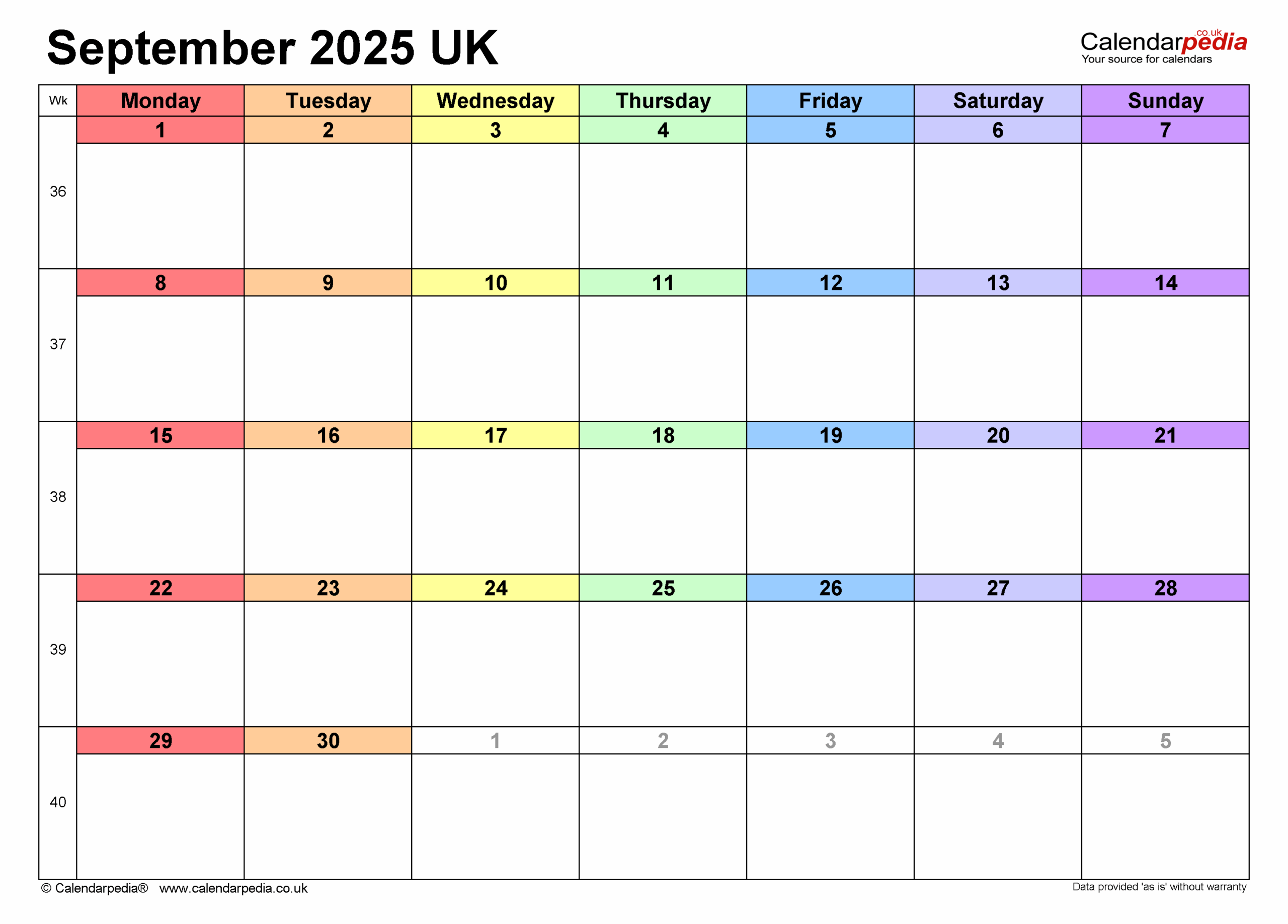 Calendar Events For September 2025