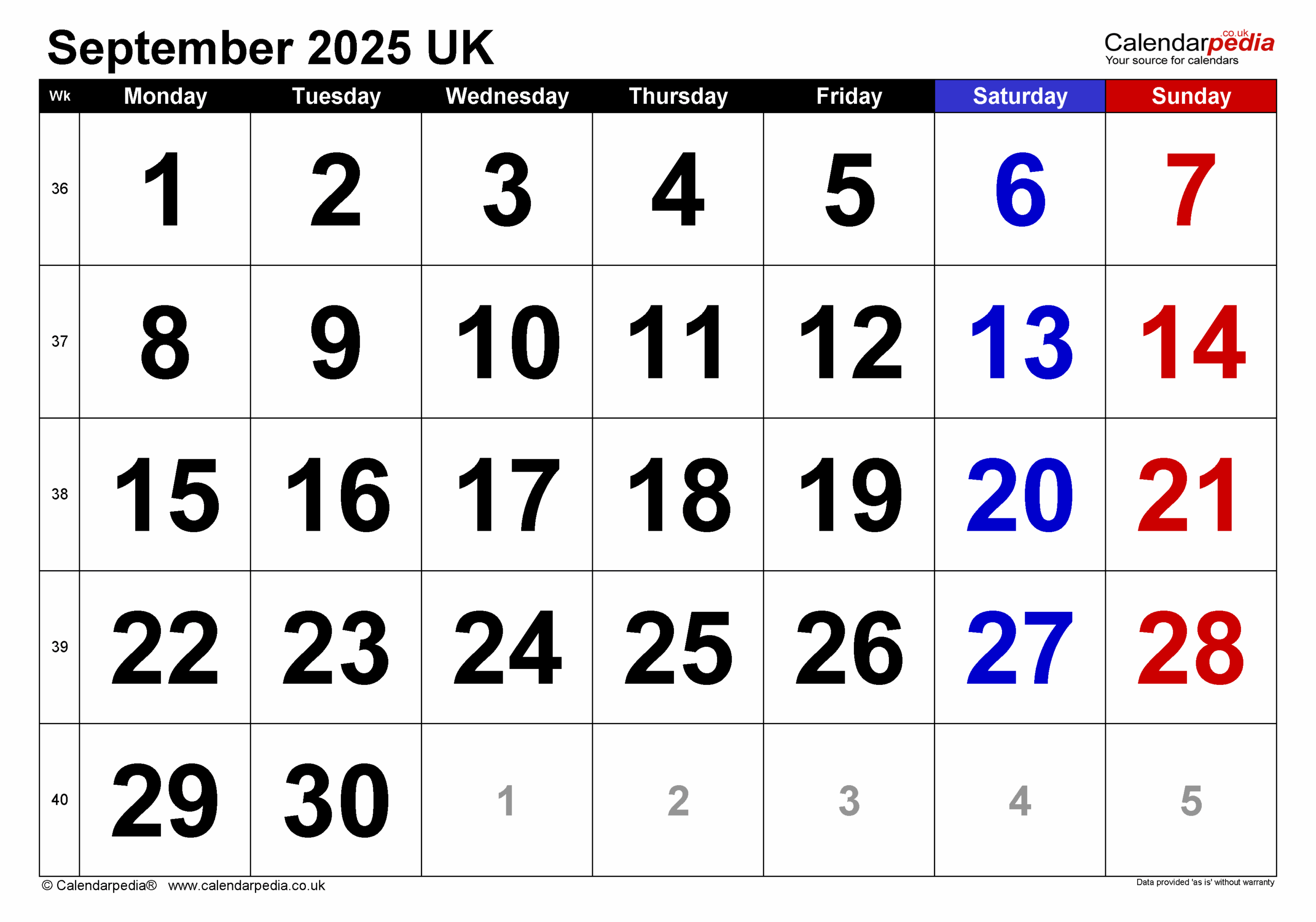 September 2025 Calendar Editable Printable