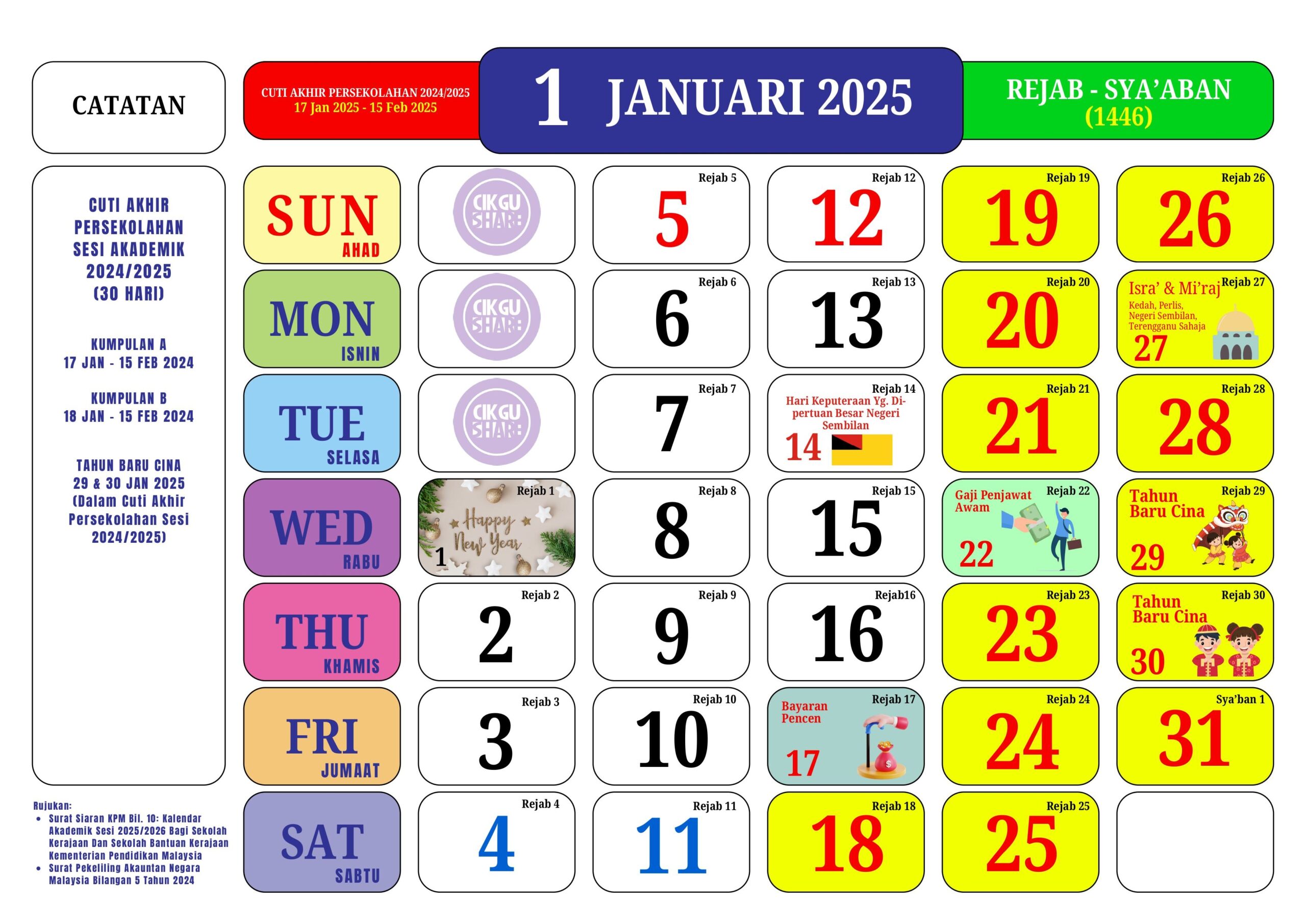 Cikgu Hijau Kalendar Kuda 2025 Kalendar Akademik Sesi 2025 2026 Cuti Sekolah Cuti Perayaan Bagi Sekolah Seliaan KPM