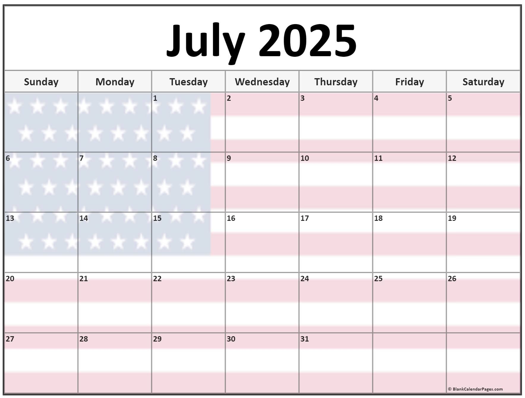 Us Calendar July 2025