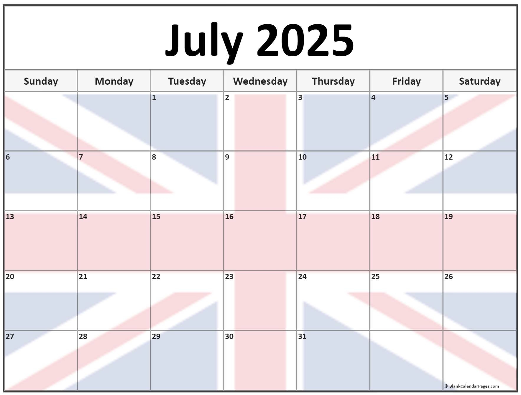 Collection Of July 2025 Photo Calendars With Image Filters 