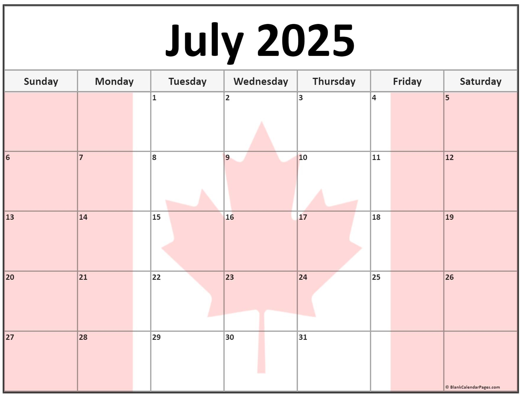 Collection Of July 2025 Photo Calendars With Image Filters 