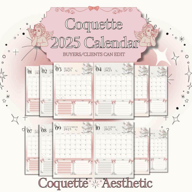 Coquette 2025 Calendar With To Do List And Notes By Marayviepascual Raket PH