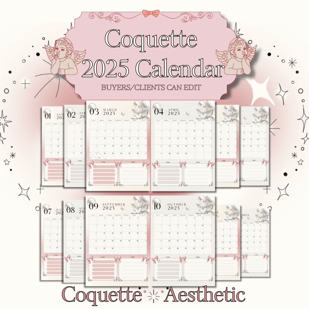 Coquette 2025 Calendar With To Do List And Notes By 