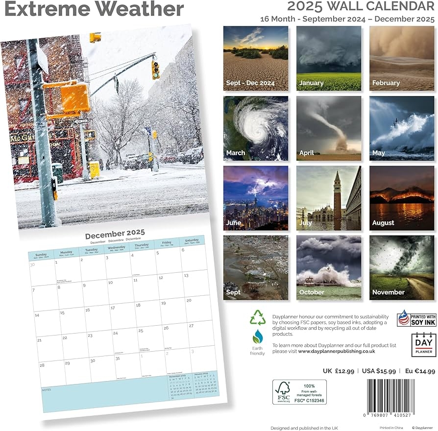 Dayplanner Publishing Extreme Weather Calendar 2025 Large Square Wall Calendar 16 Month Extreme Weather Gift Weather Calendar Amazon co uk 