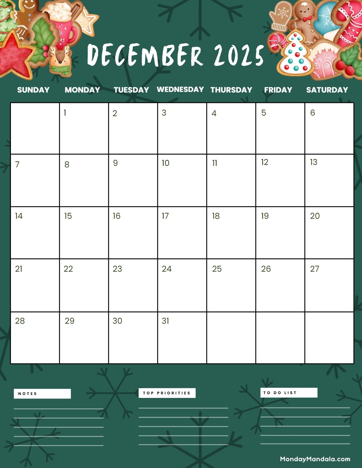 December 2025 Calendar 52 Free PDF Printables 