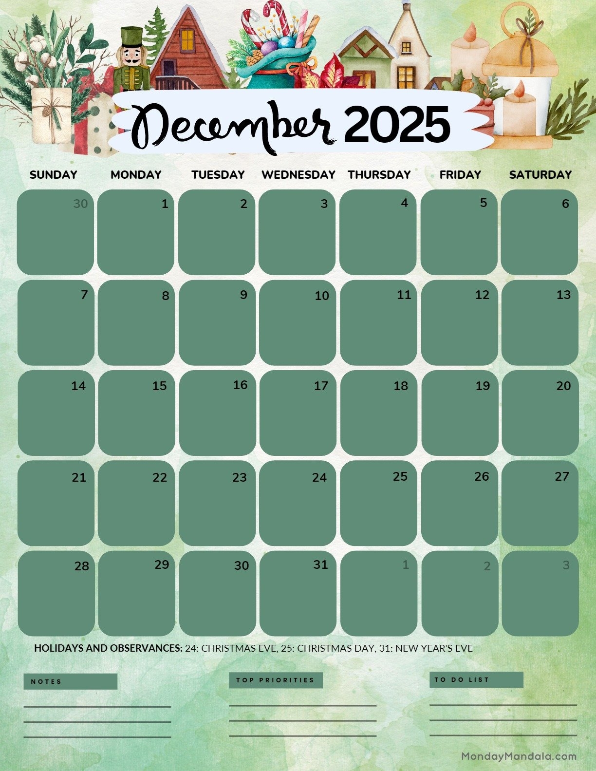 December 2025 Calendar Portrait