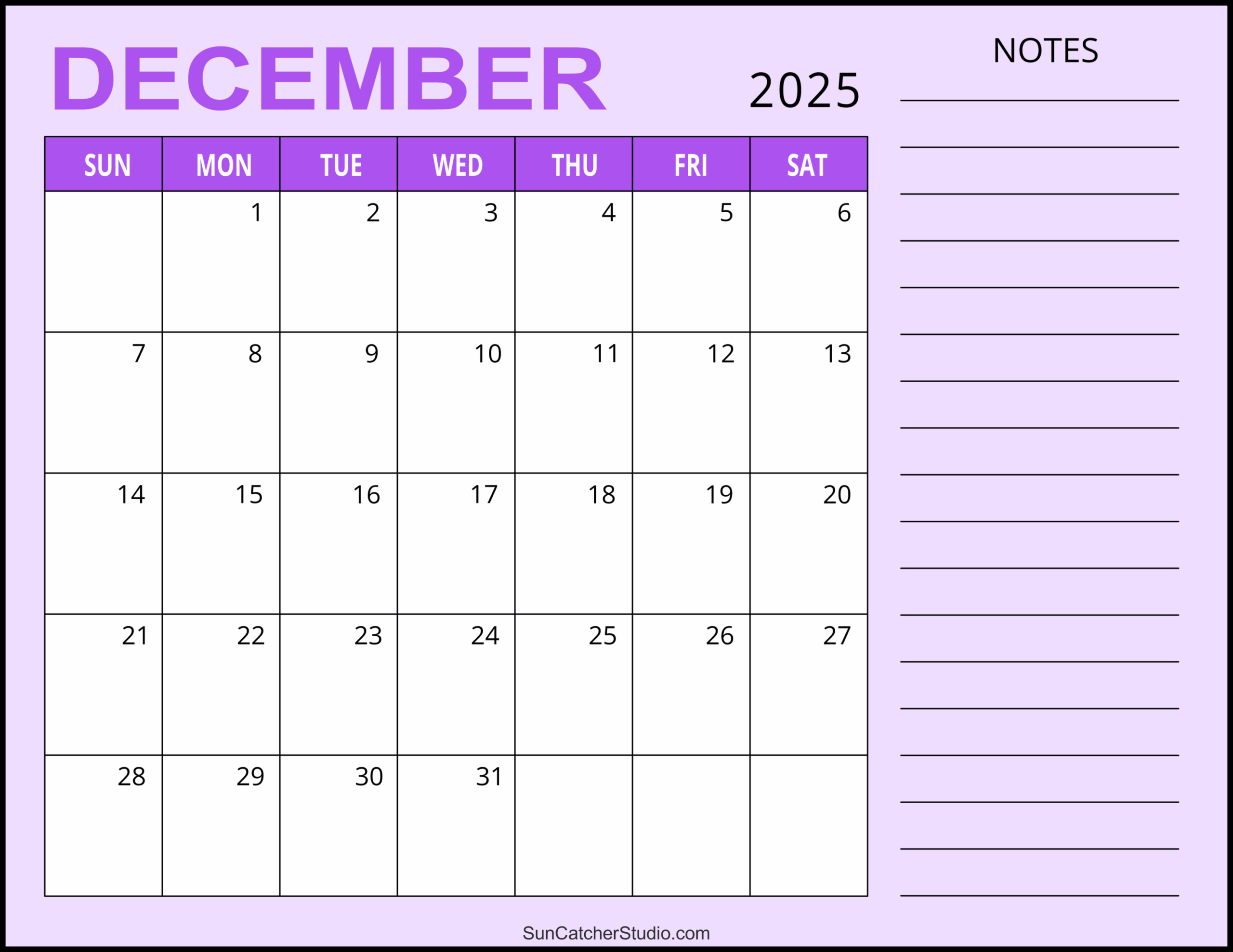 Free December 2025 Calendar Printable Free Download