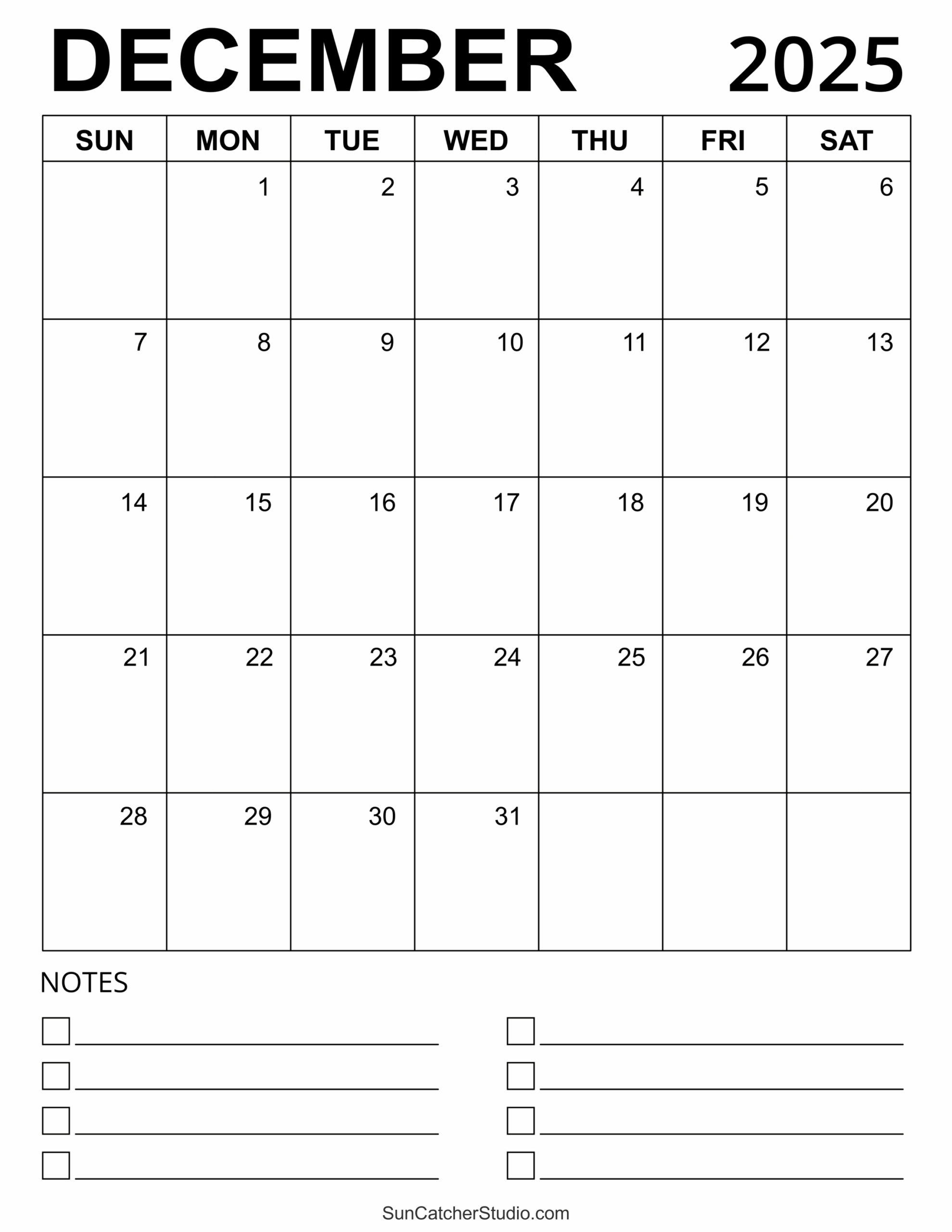 December 2025 Calendar Printable Free Download Word