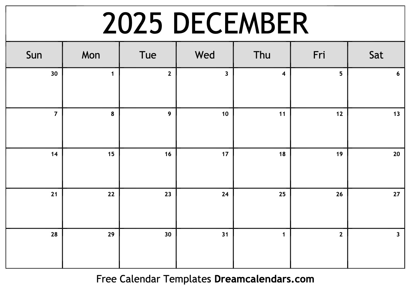 Holiday Calendar December 2025