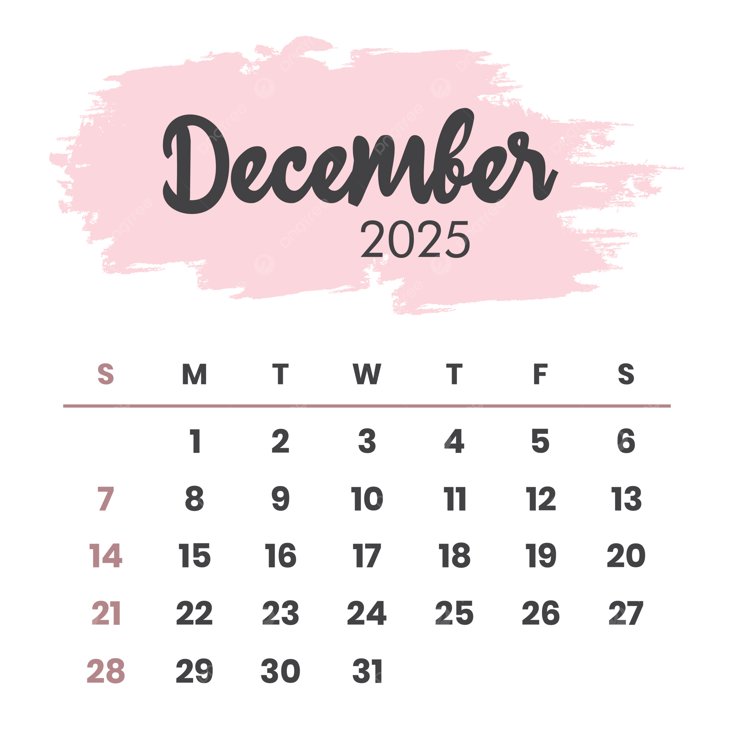 December 2025 Calendar Layout Printable Overlay Organize Task Or Event Vector December 2025 December 2025 Calendar 2025 Calendar PNG And Vector With Transparent Background For Free Download