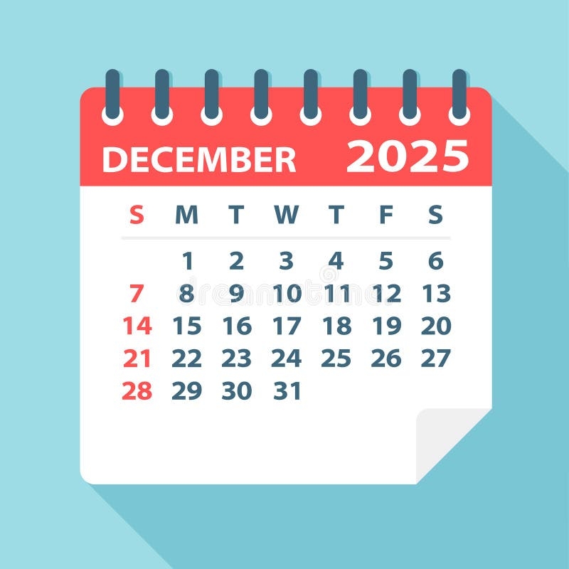 December 2025 Calendar Leaf Vector Illustration Stock Vector 