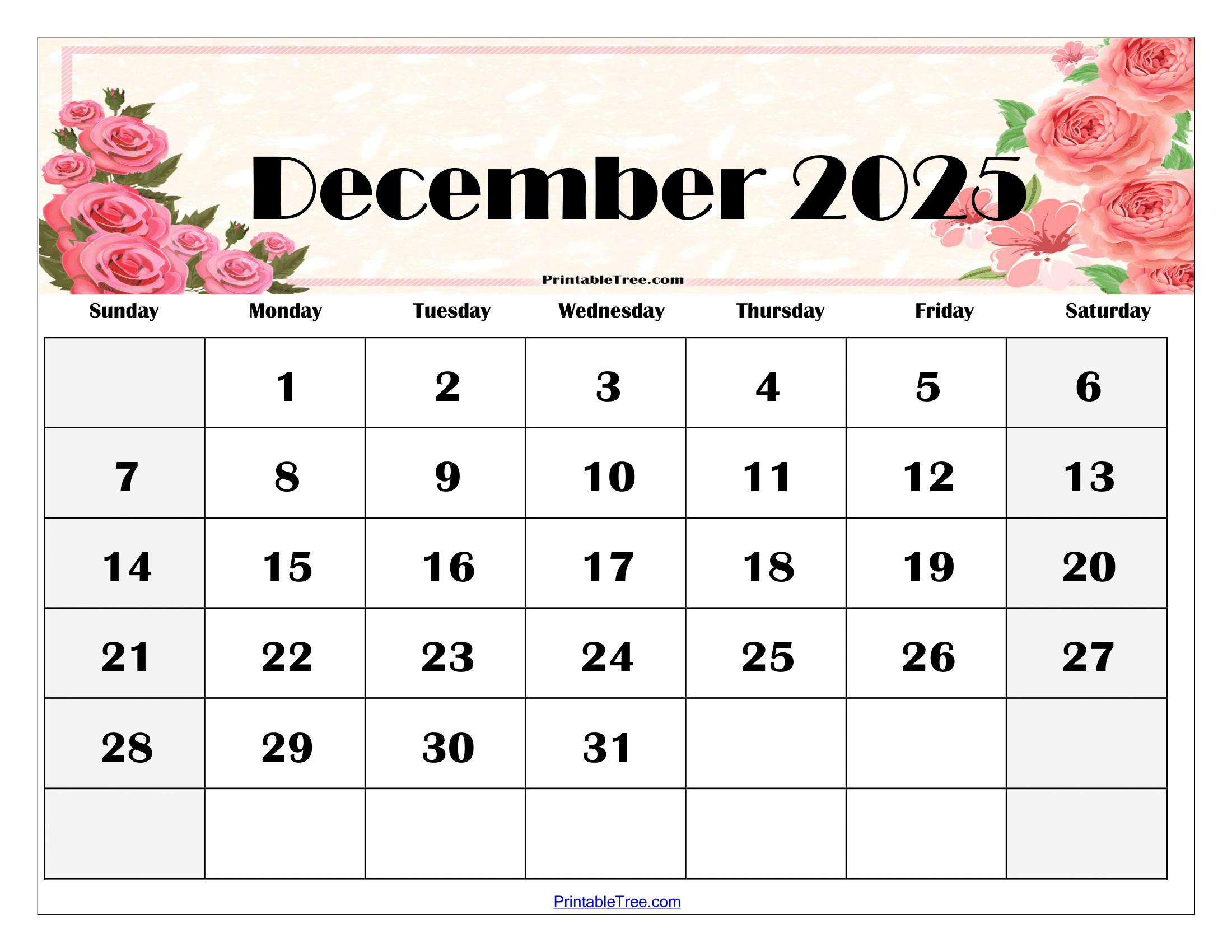 Free Editable December 2025 Calendar