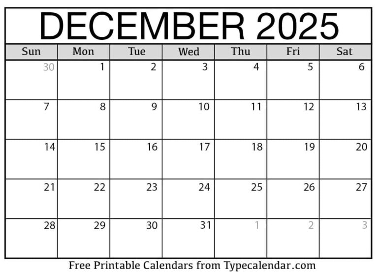 December 2025 Calendars Free Printable Templates