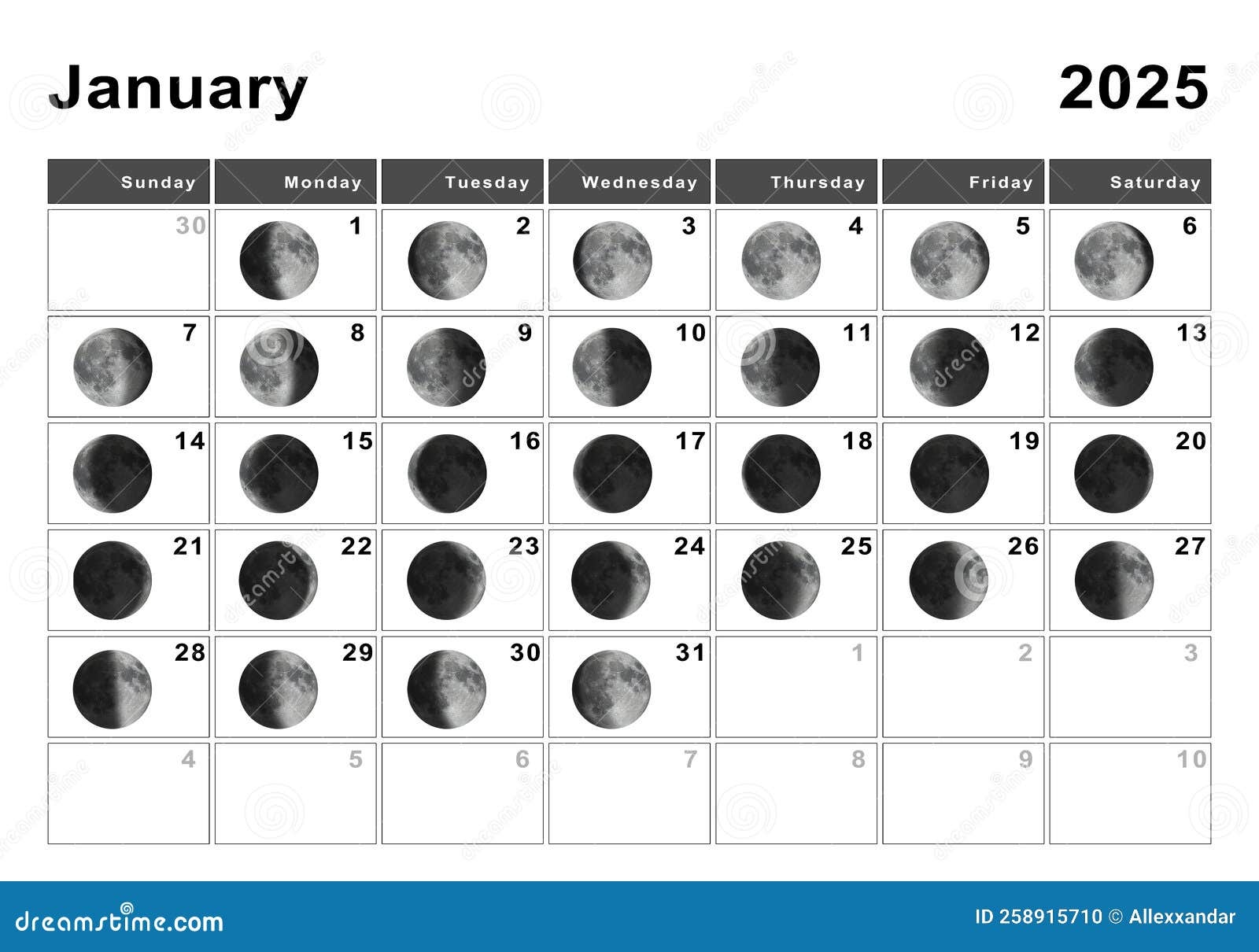 December 2025 Lunar Calendar Moon Cycles Stock Illustration 