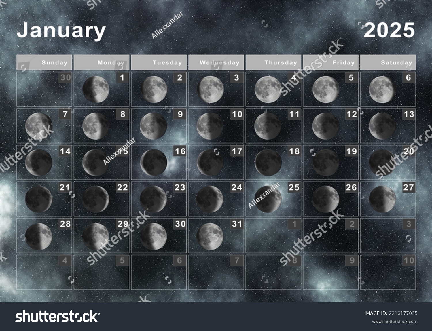 December 2025 Lunar Calendar Moon Cycles Stock Illustration 2216177035 Shutterstock
