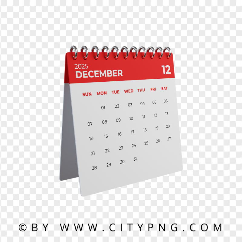 December 2025 Monthly 3D Calendar Citypng