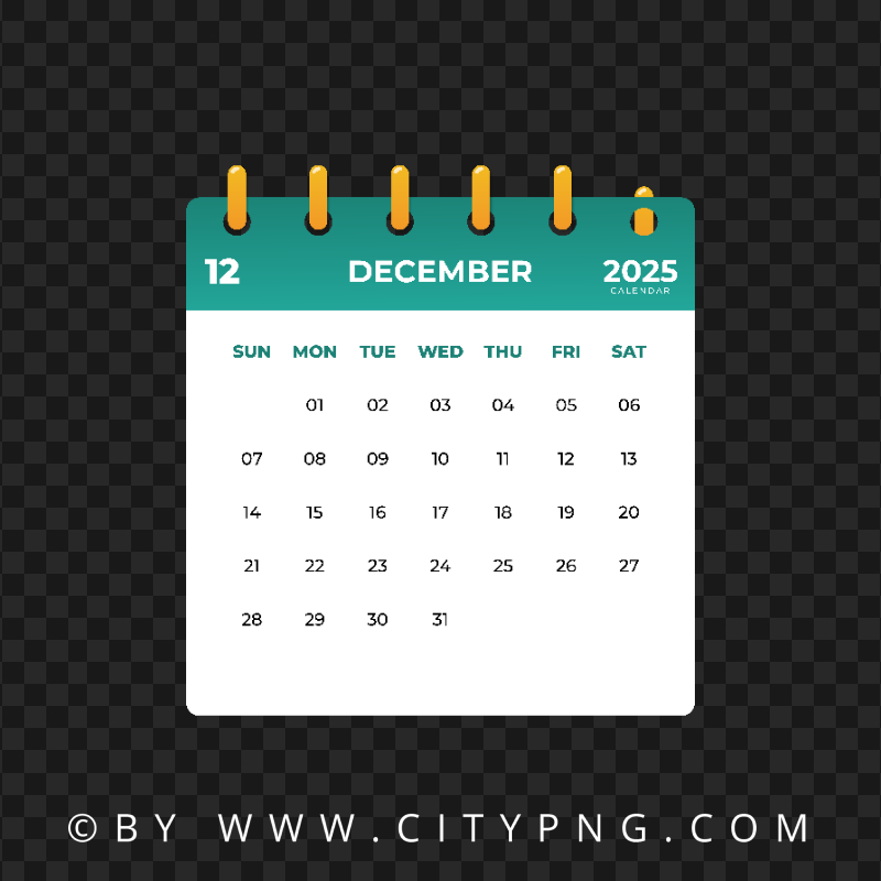 December 2025 Monthly Calendar Citypng