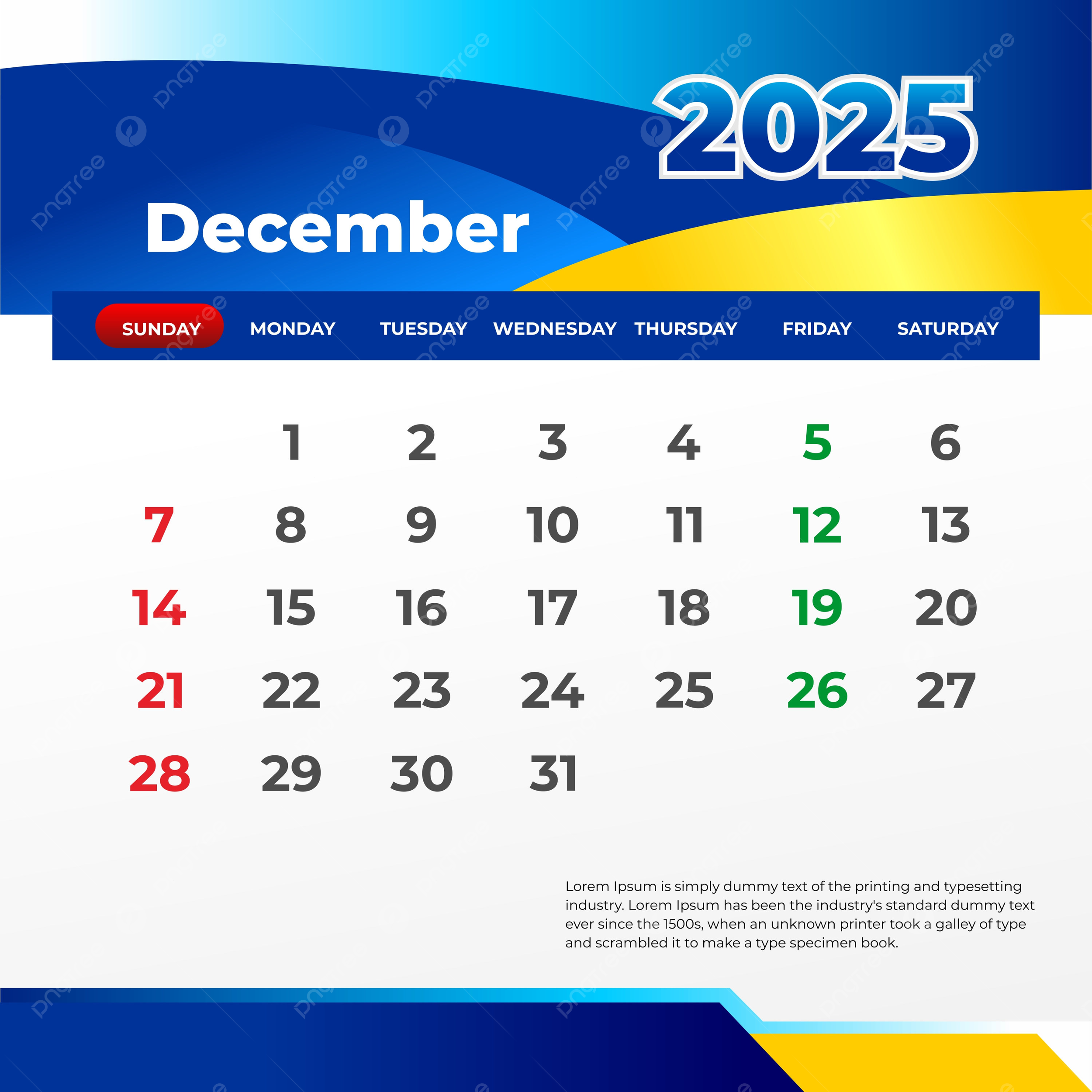 December 2025 Wall Calendar Print And Post On Social Media Vector 