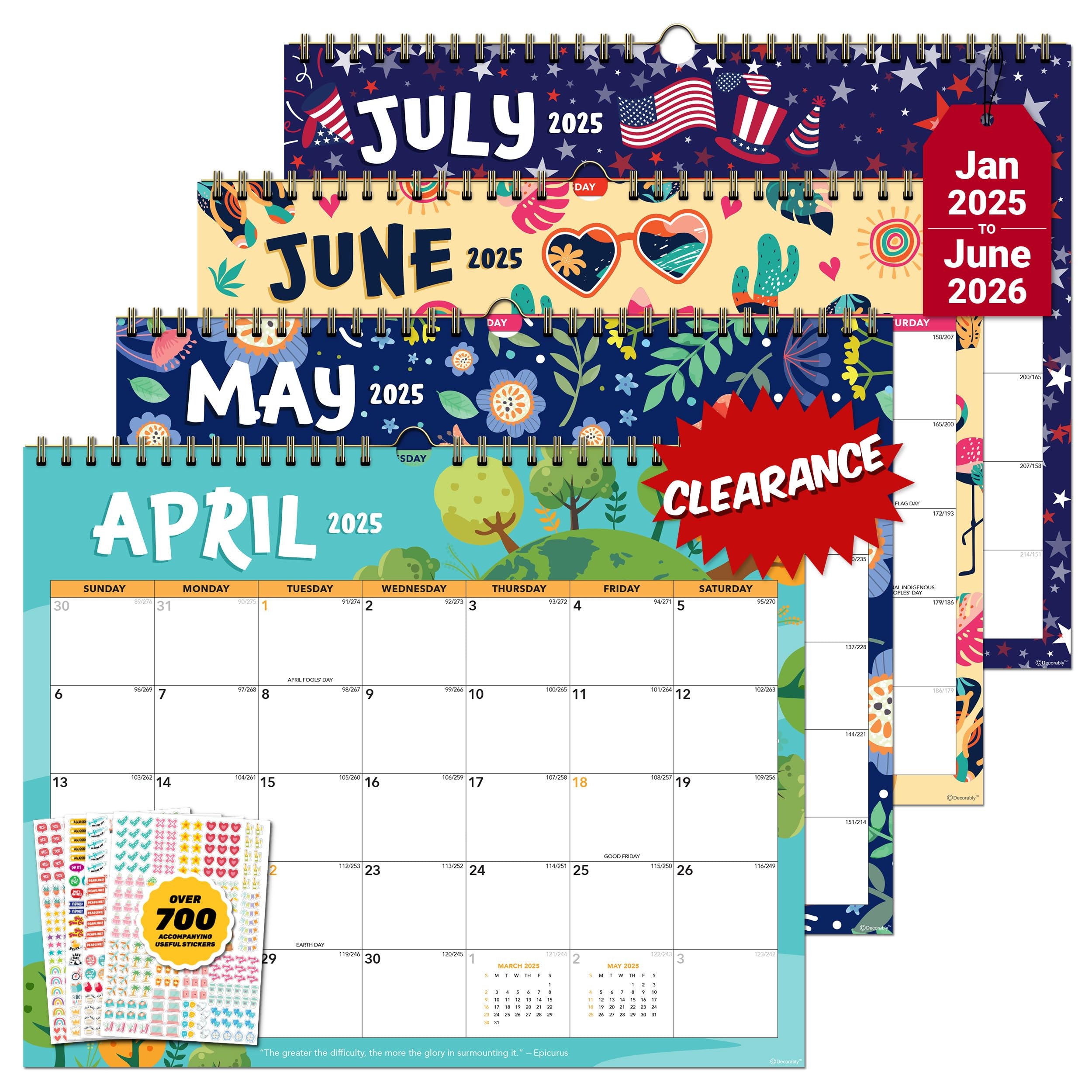 Decorably Wall Calendar Landscape 18 Months 2025 Calendar Wall Hanging Large July 2025 To Dec 2026 14 5x11 5in 18 Month Wall Calendar 2025 2026