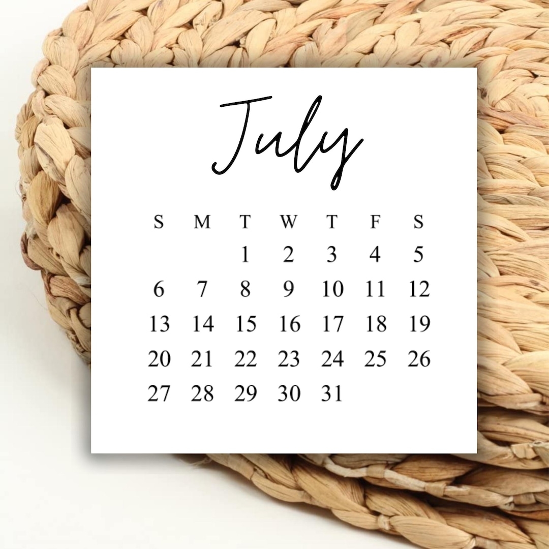 DIGITAL 2025 July Square Calendar Printable Digital Download For Wedding Save The Dates And Wedding DIY 2025 Print Out Calendar Weekdays Etsy Australia