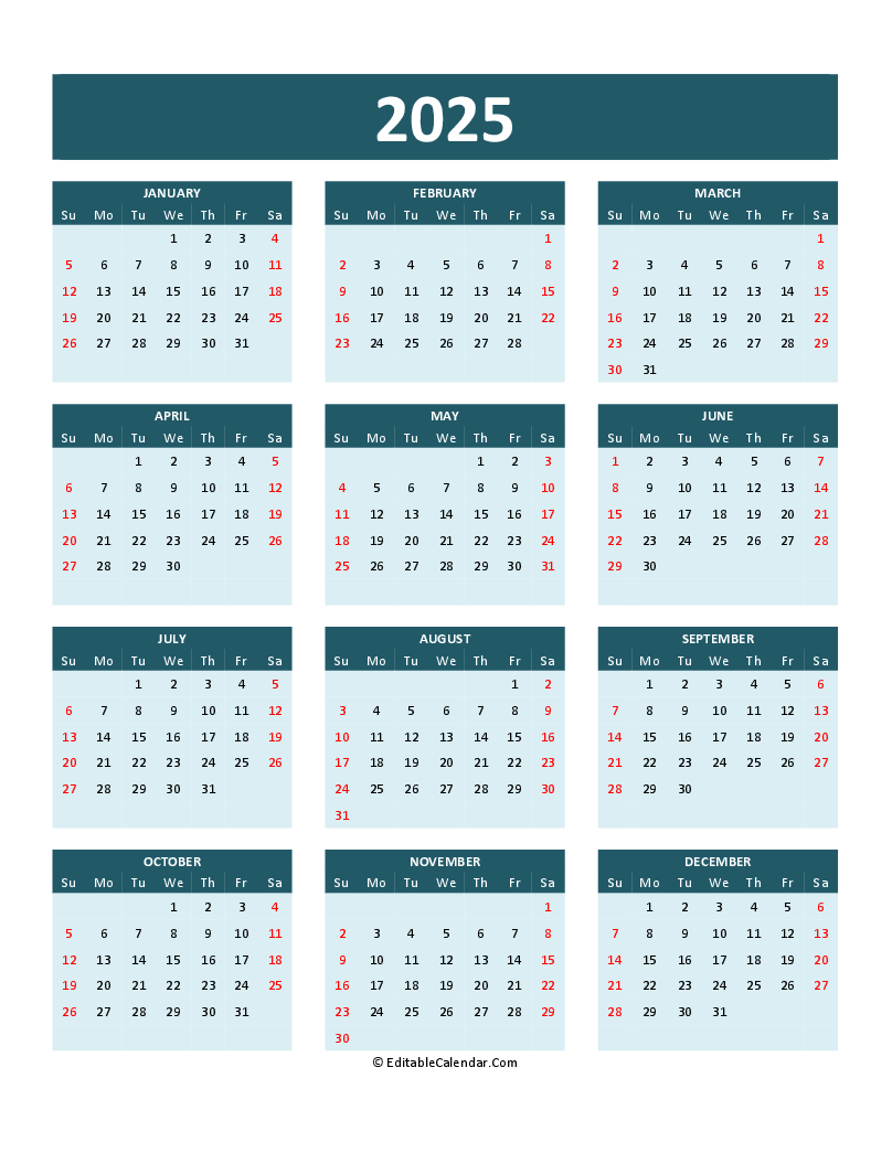 December 2025 Word Calendar