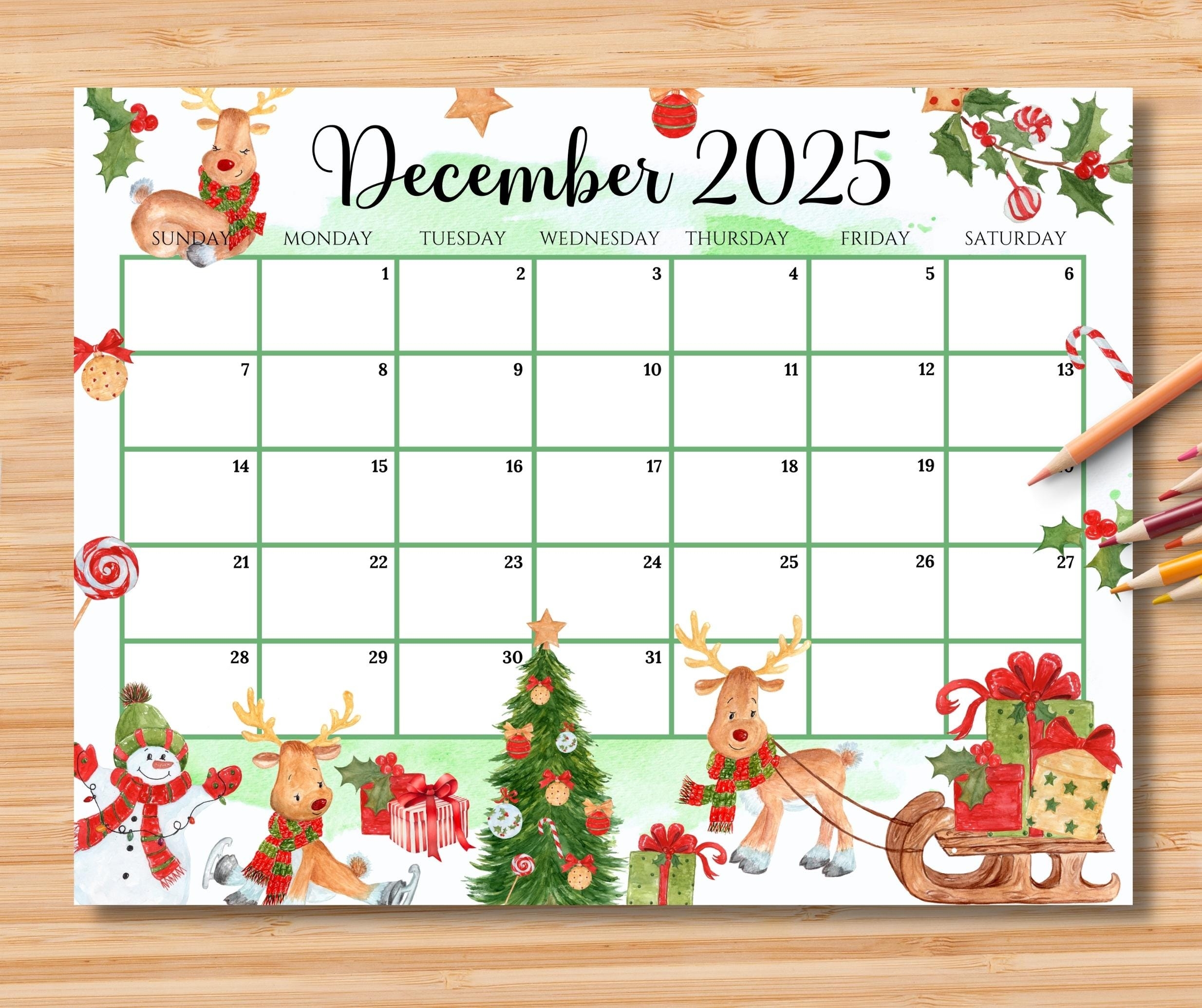 December 2025 Calendar Days