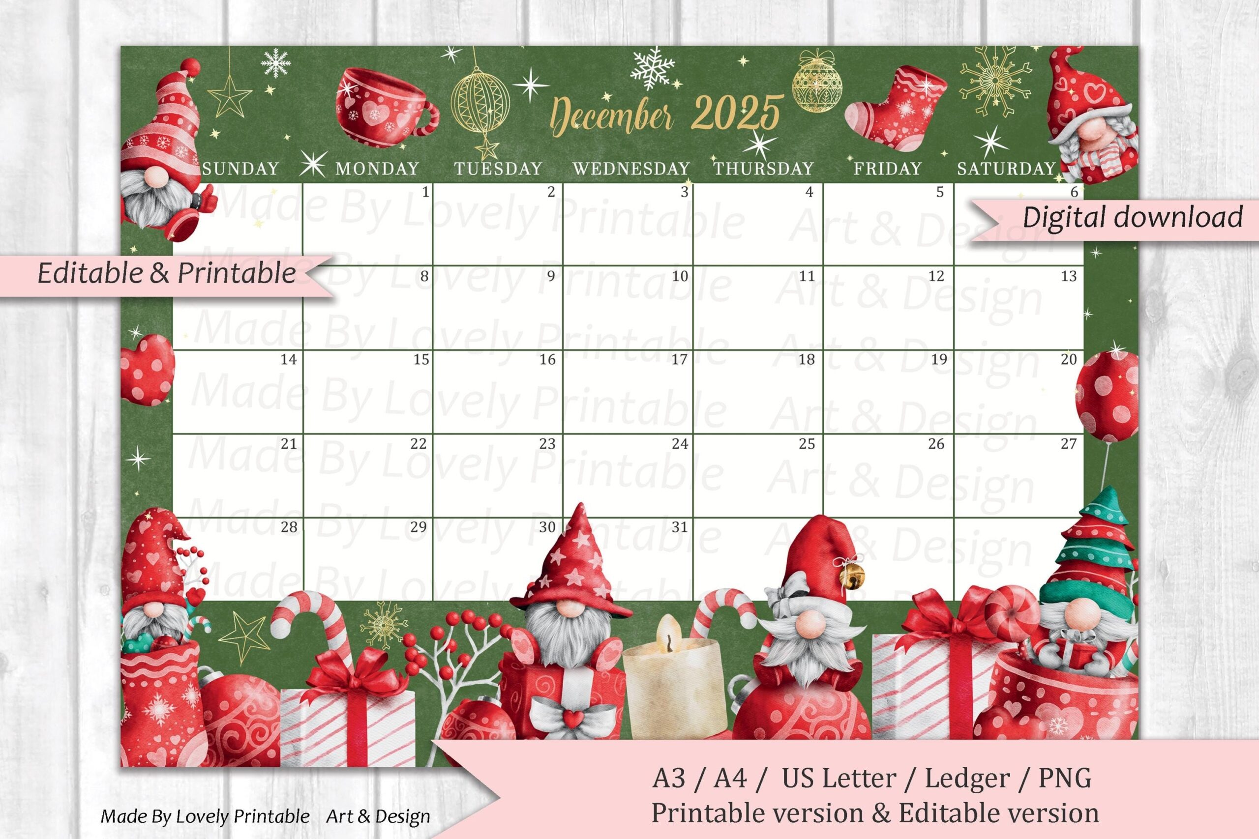 December 2025 Christmas Calendar Printable