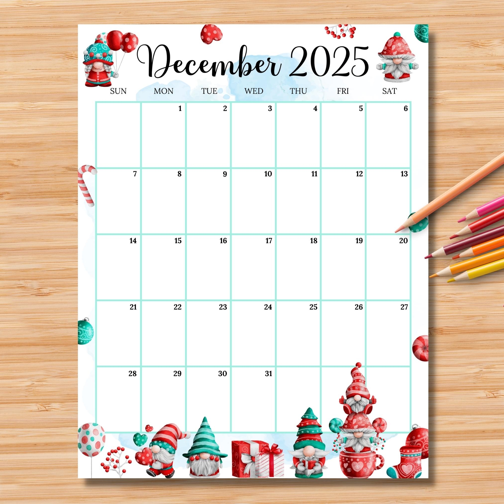 December 2025 Vertical Calendar