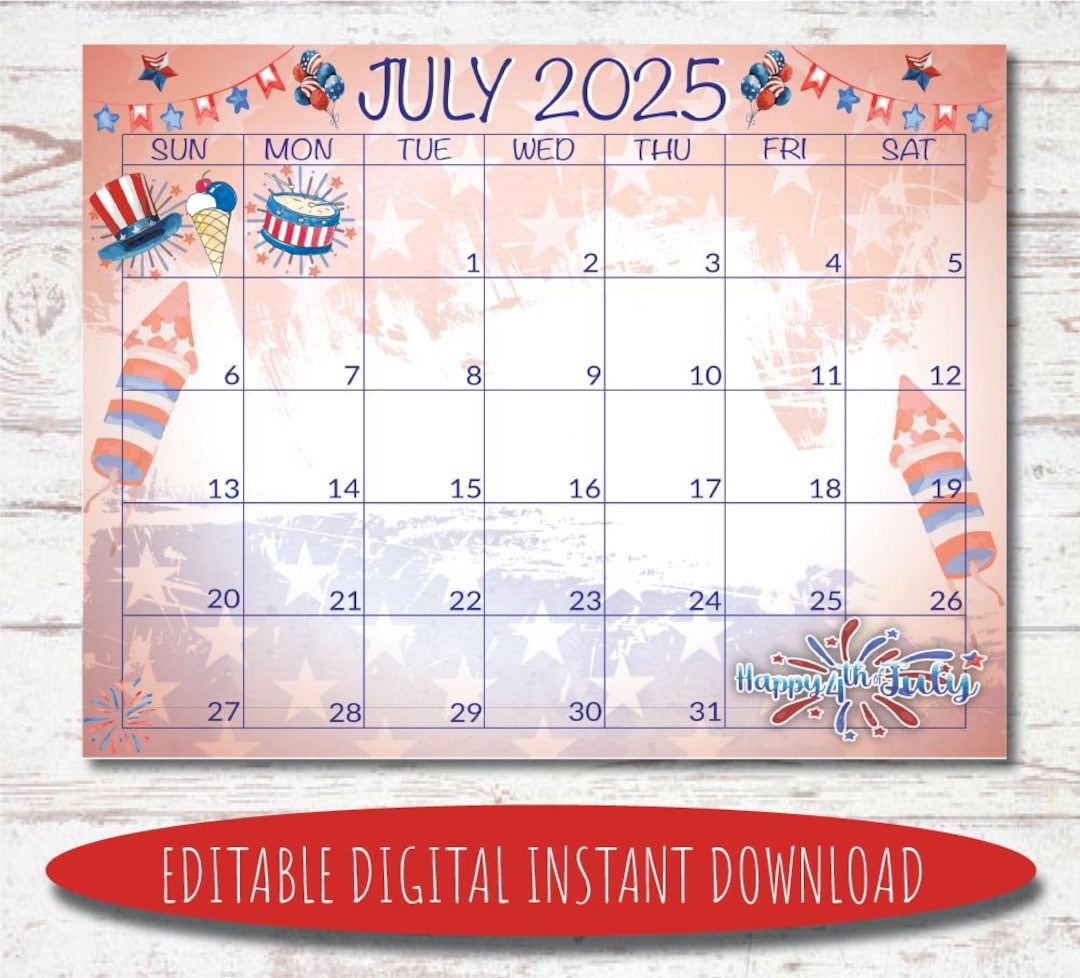July 2025 Blank Printable Calendar