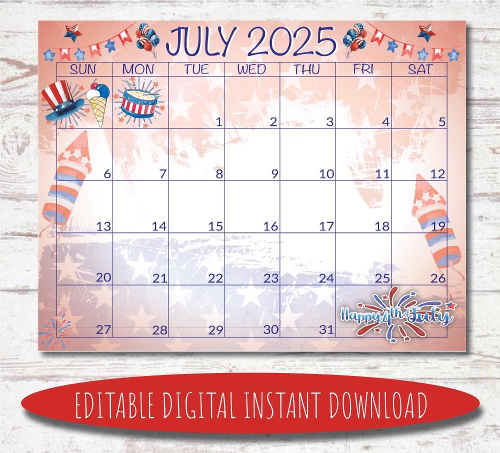 Printable July 2025 Calendar With Holidays