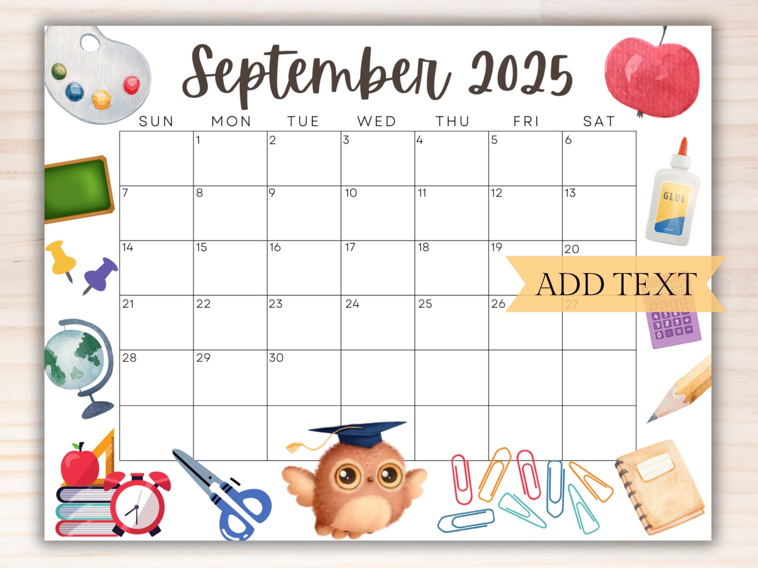 Editable September 2025 Calendar Printable School Calendar Colorful Back To School Fall Calendar Classroom Calendar School Schedule Etsy