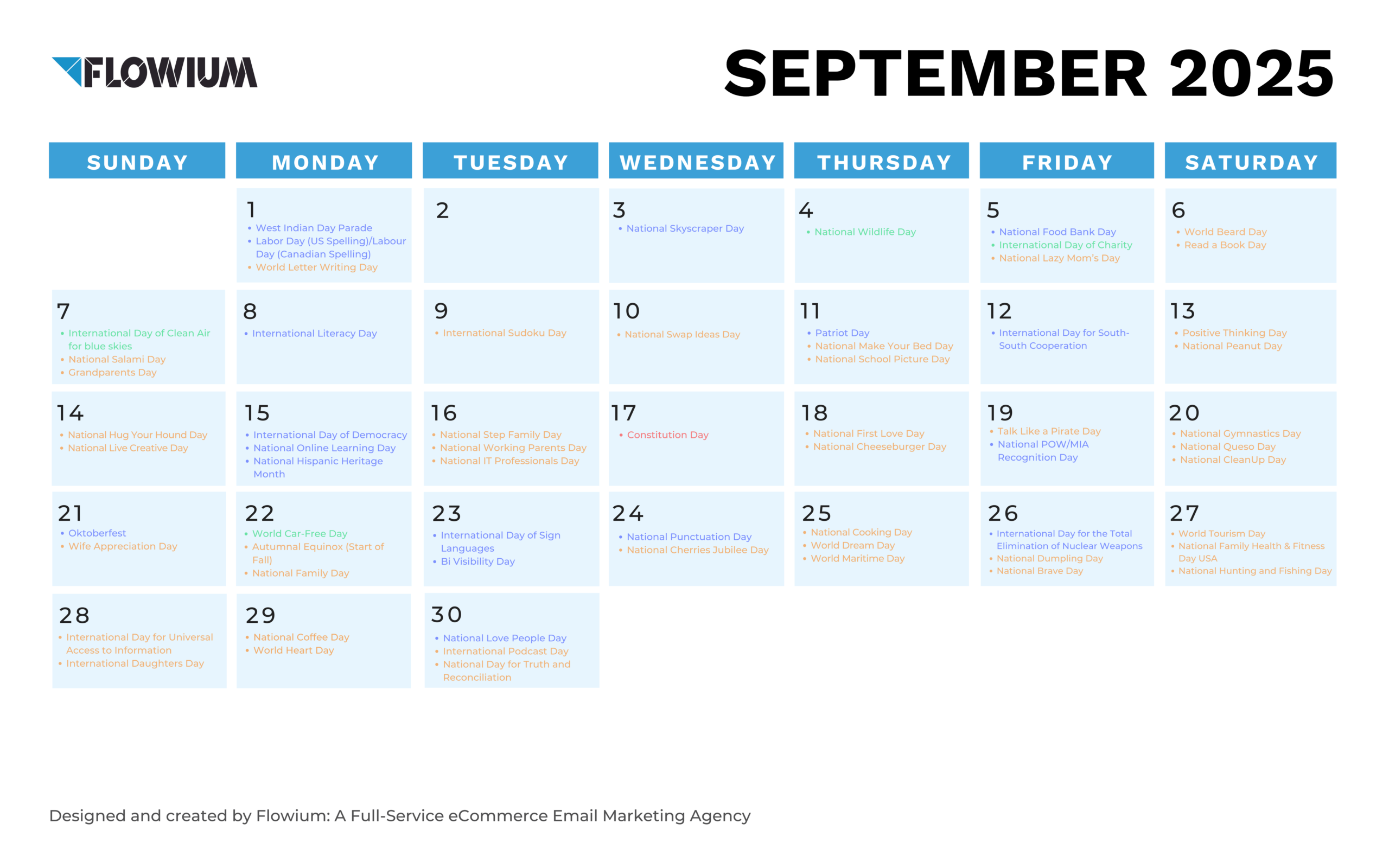 Email Marketing Calendar 2025 Flowium