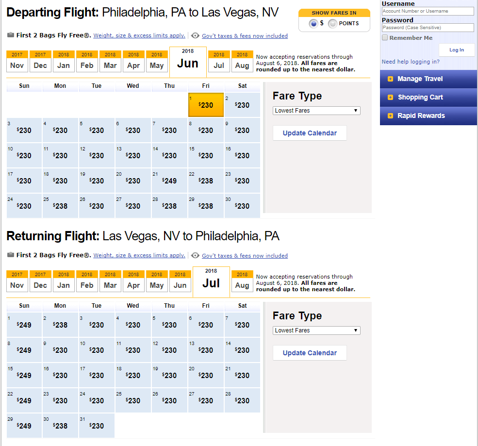Finding Low Fares On Southwest Airlines TravelZork