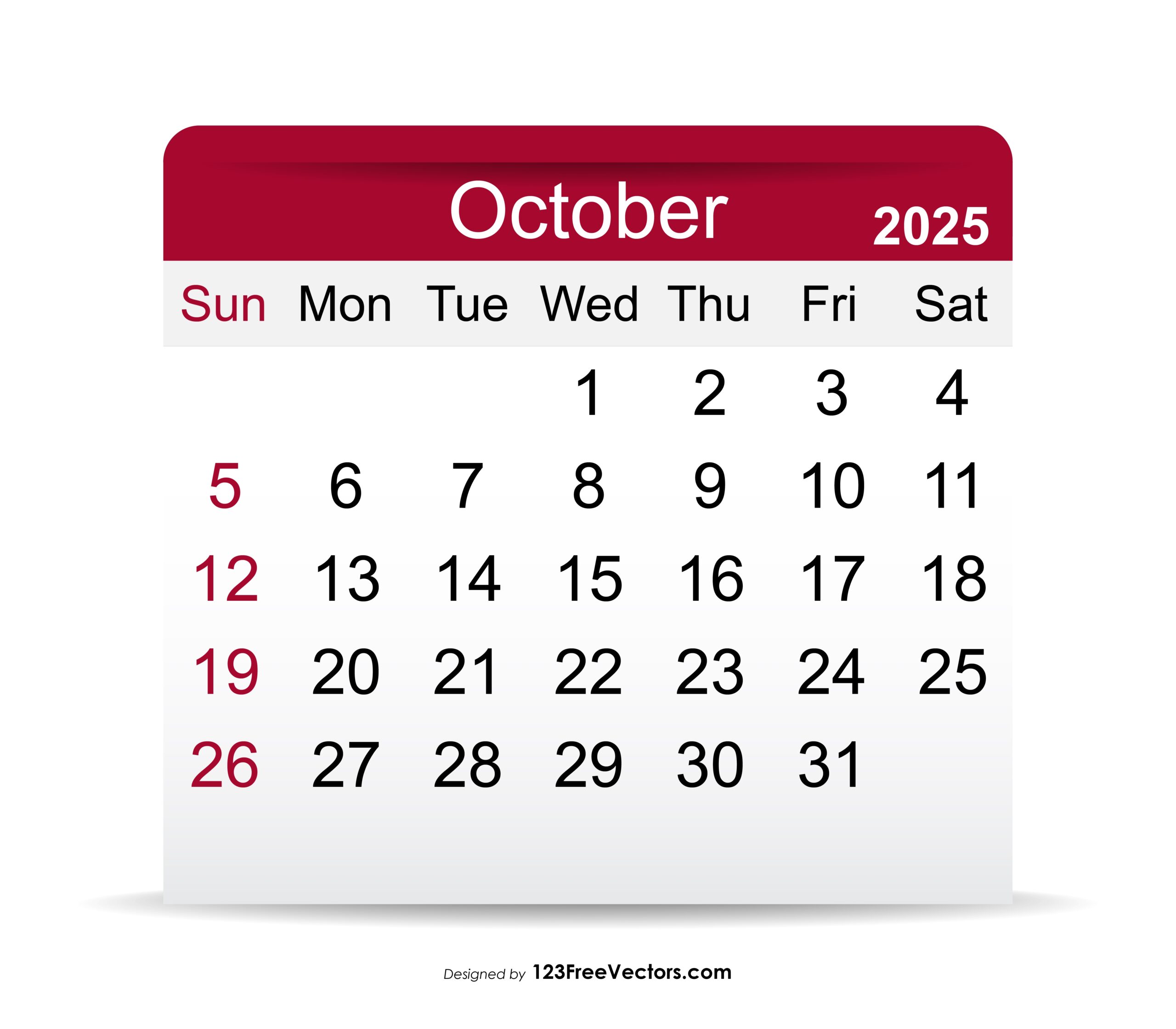 Editable October 2025 Calendar