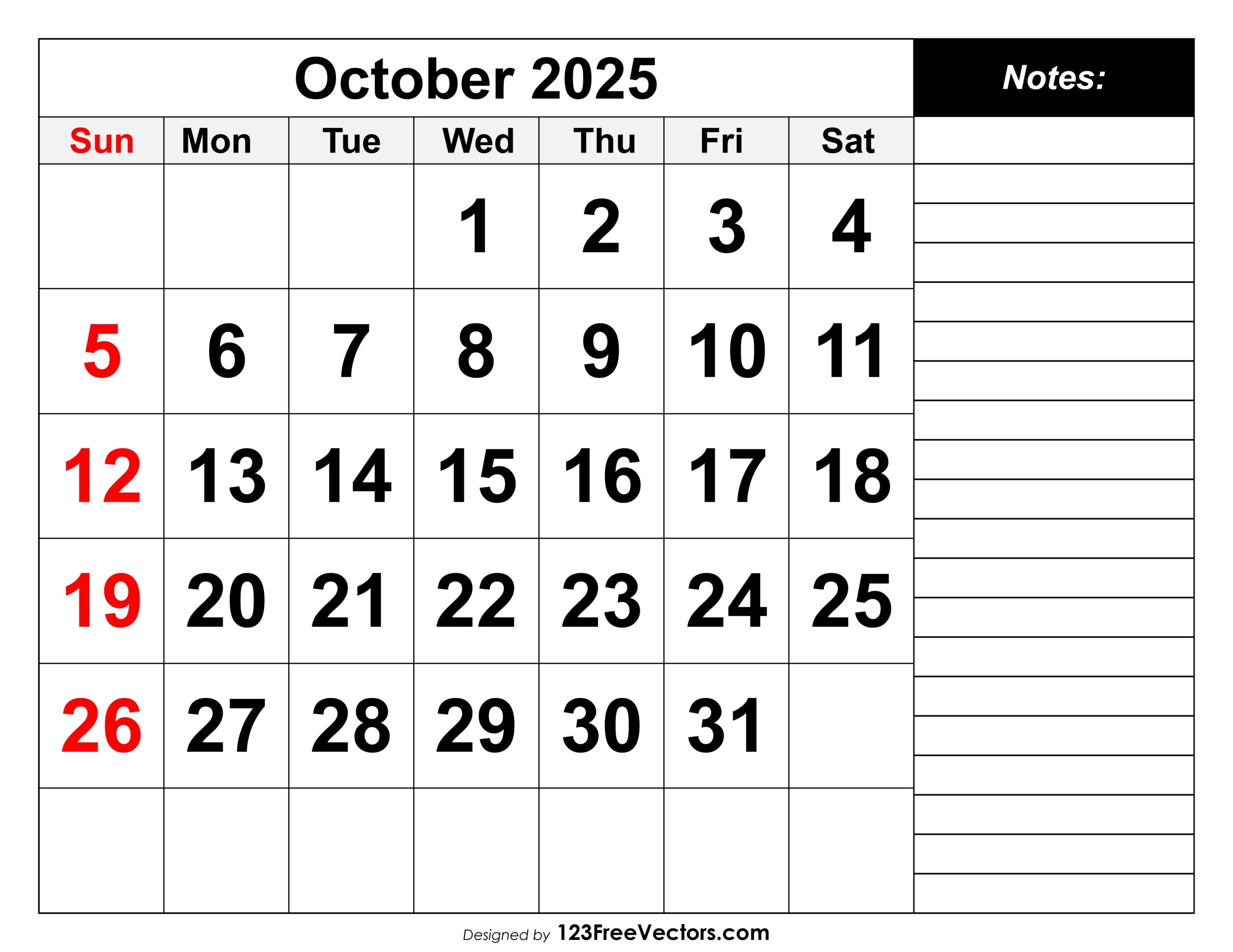October 2025 Calender