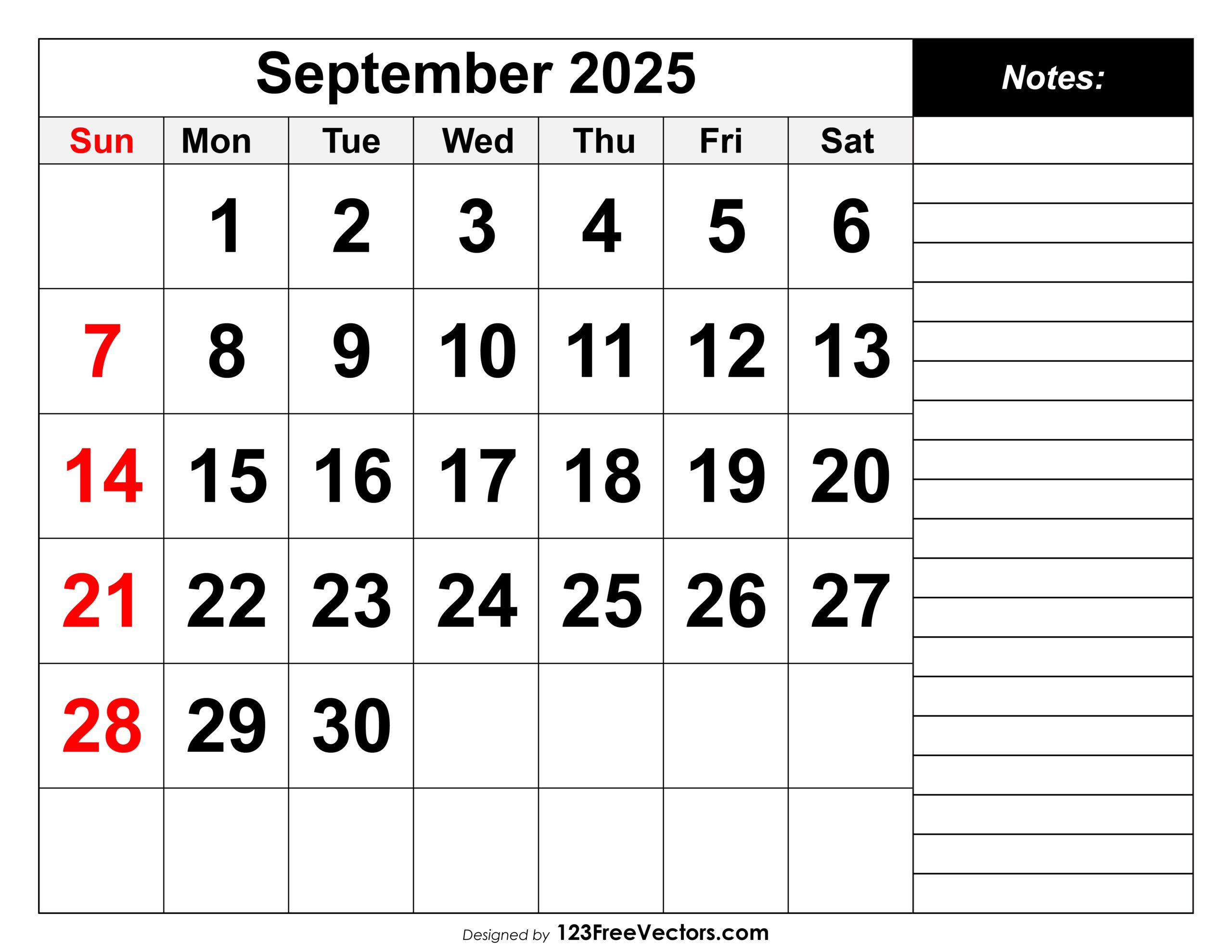 Free Download Calendar September 2025