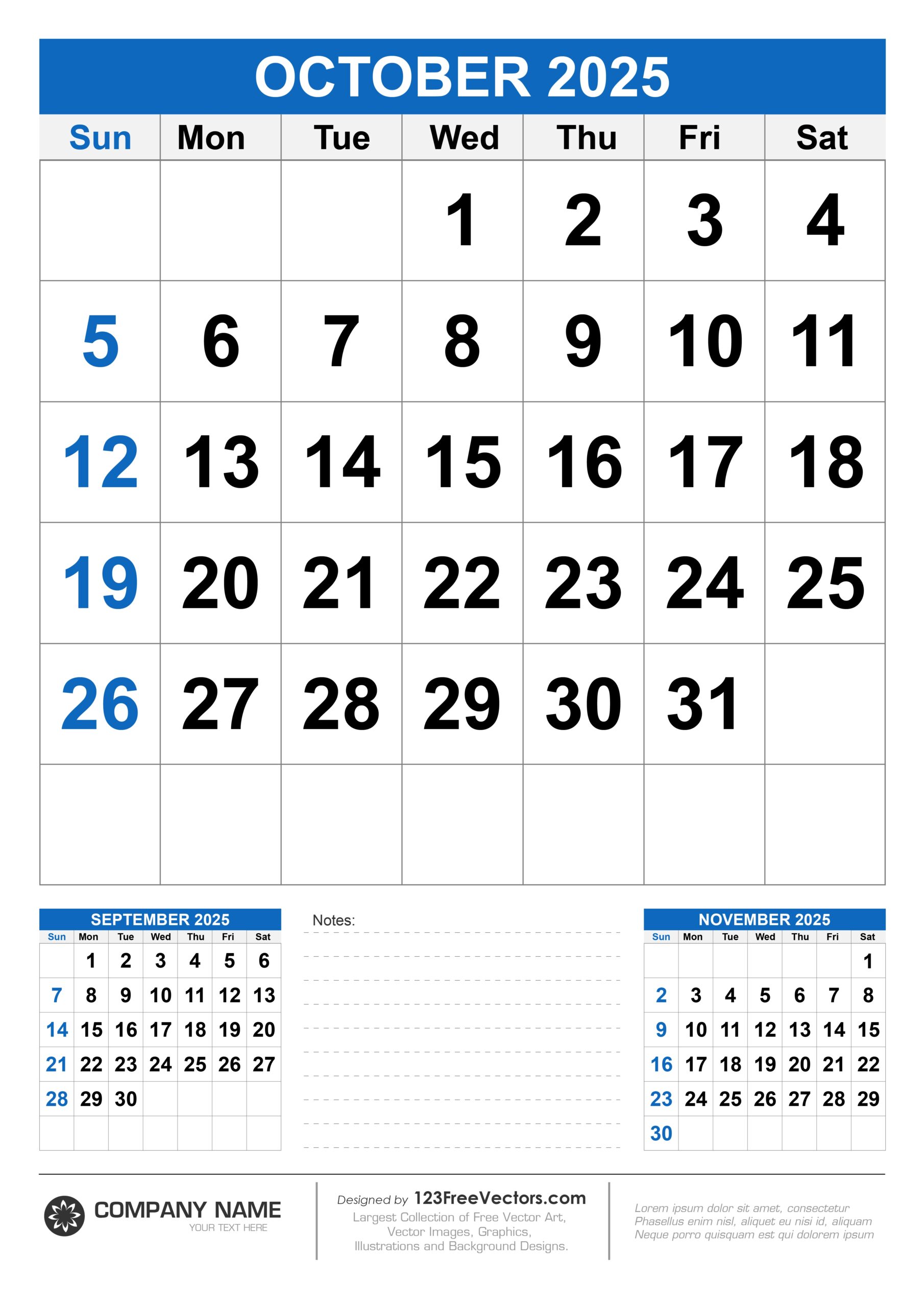 Free Download Wall Calendar October 2025