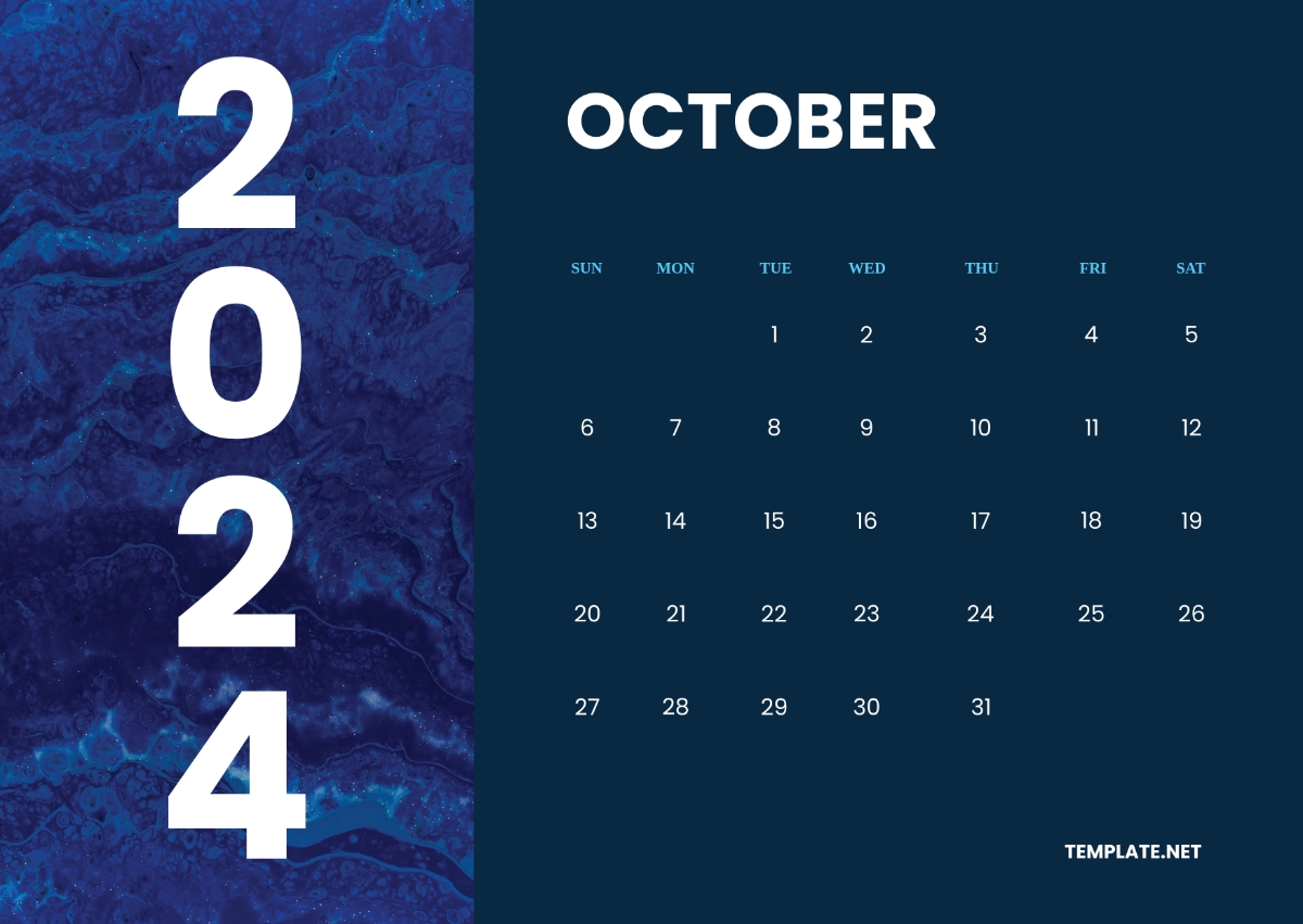 Free General Blue October 2024 Calendar Template To Edit Online