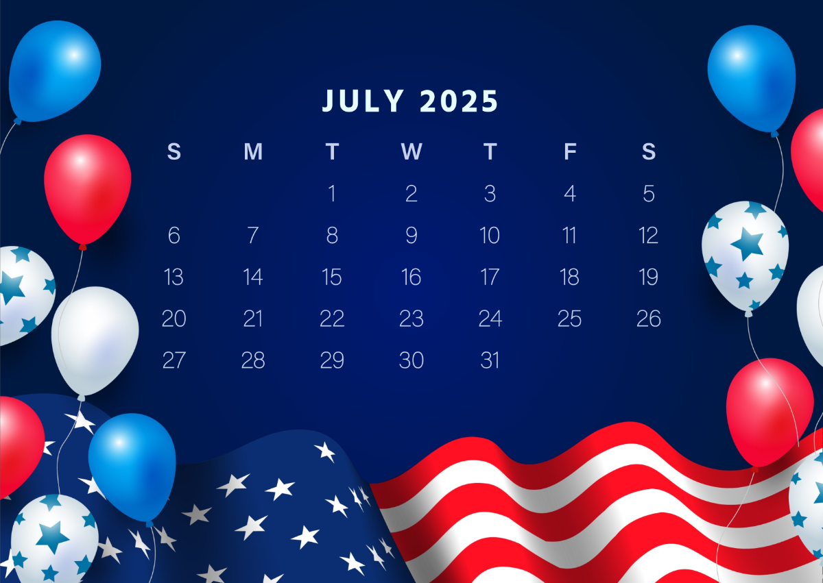 July 2025 Calendar Screensaver