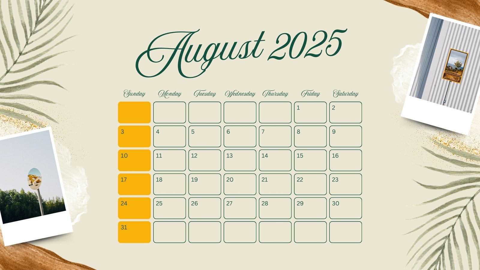 Free Printable August 2025 Calendar Templates Canva