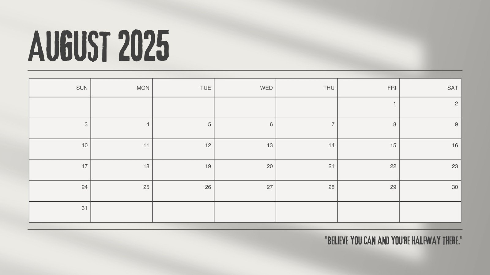 August 2025 Calendar Canva
